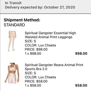 Spiritual gangster workout set sz S- BRA INCLUDED